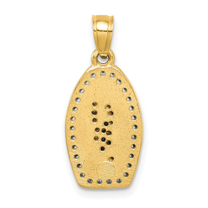 10K and White Rhodium CZ Pave Oval Our Lady of Guadalupe Pendant
