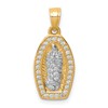 10K and White Rhodium CZ Pave Oval Our Lady of Guadalupe Pendant
