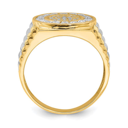 IB Goodman 10k and White Rhodium Mens CZ Halo Ring