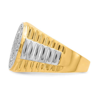 IB Goodman 10k and White Rhodium Mens CZ Halo Ring