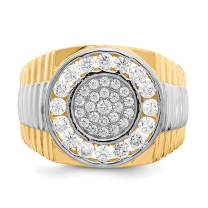 IB Goodman 10k and White Rhodium Mens CZ Halo Ring