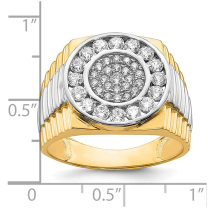 IB Goodman 10k and White Rhodium Mens CZ Halo Ring