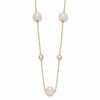 10K Bezel-set CZ and 7-8mm White Semi-Round Freshwater Cultured Pearl 7-Station 20 inch Necklace
