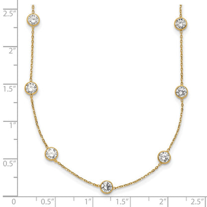 10K Polished Bezel-set Round CZ 7-Station 18 inch Necklace