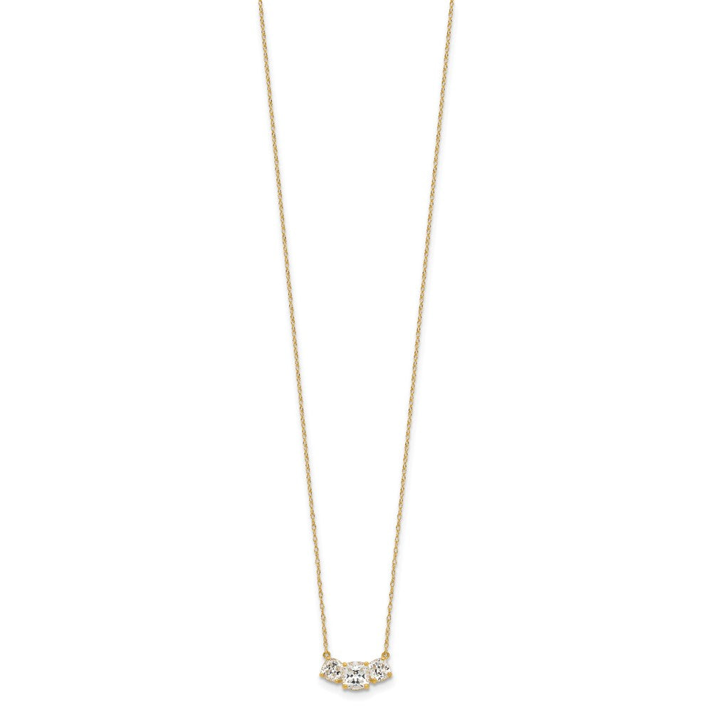 10K Polished 3-Stone CZ 18.5 inch Necklace