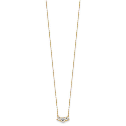 10K Polished 3-Stone CZ 18.5 inch Necklace