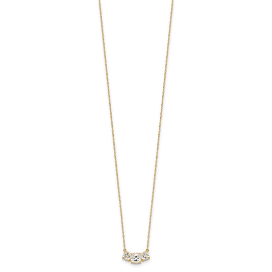 10K Polished 3-Stone CZ 18.5 inch Necklace