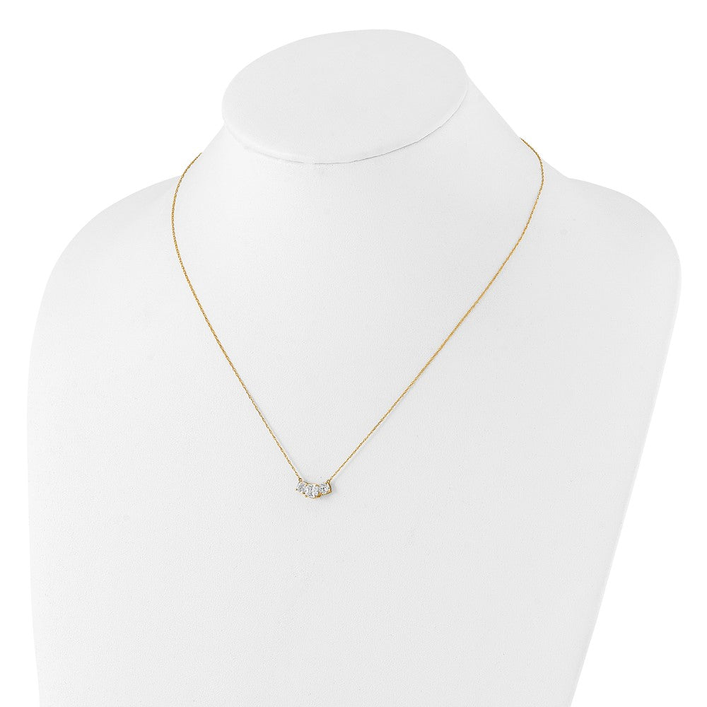 10K Polished 3-Stone CZ 18.5 inch Necklace