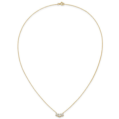 10K Polished 3-Stone CZ 18.5 inch Necklace