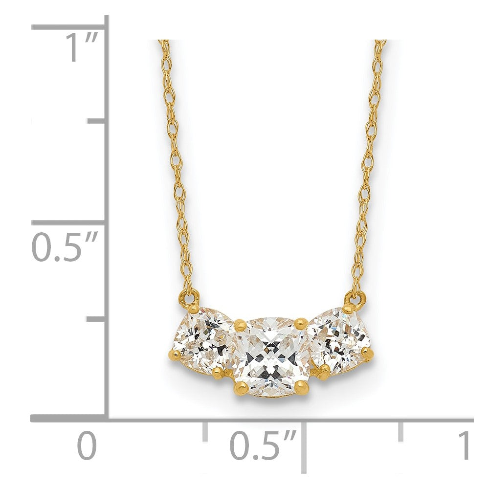 10K Polished 3-Stone CZ 18.5 inch Necklace