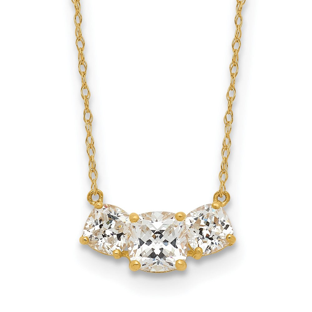 10K Polished 3-Stone CZ 18.5 inch Necklace