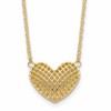 10k Polished Hollow 3-D Basketweave Heart 18 inch Necklace