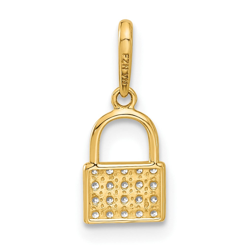 10K Polished CZ Padlock Charm