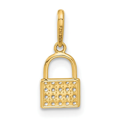 10K Polished CZ Padlock Charm