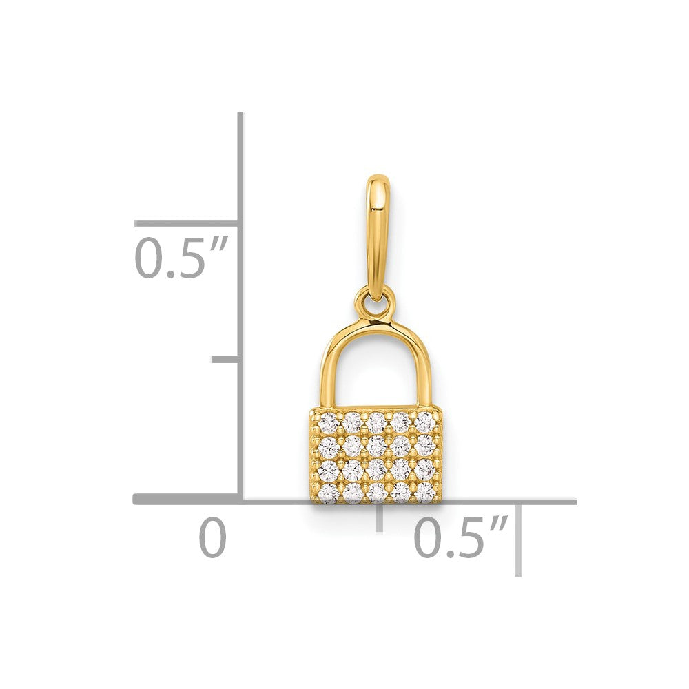 10K Polished CZ Padlock Charm