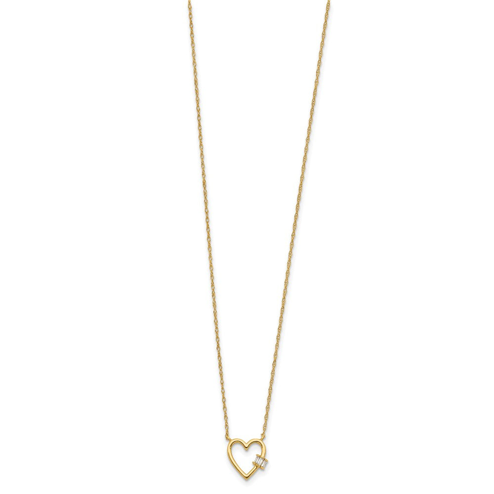10K Polished CZ Heart 20 inch Necklace