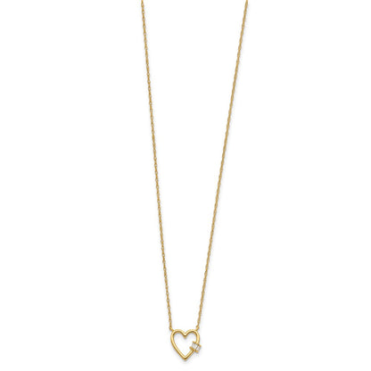 10K Polished CZ Heart 20 inch Necklace