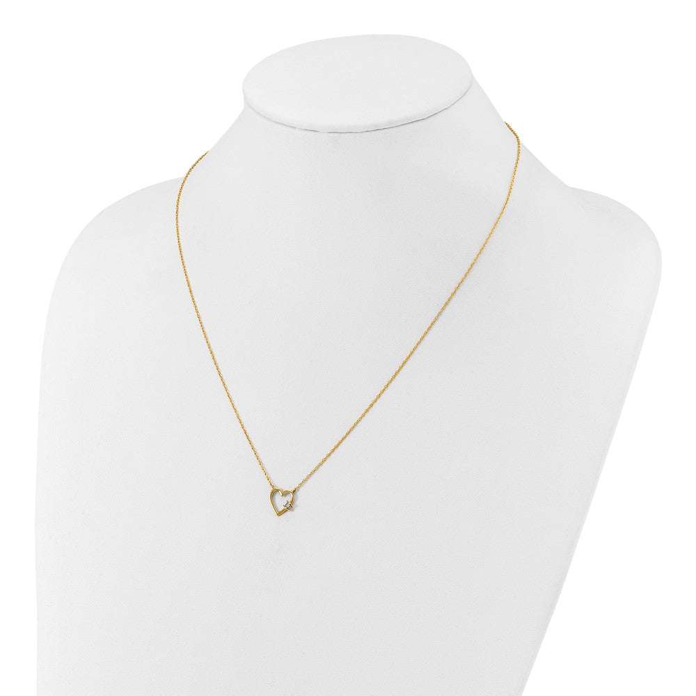 10K Polished CZ Heart 20 inch Necklace