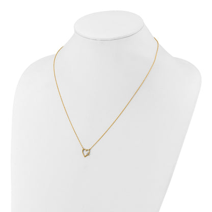 10K Polished CZ Heart 20 inch Necklace