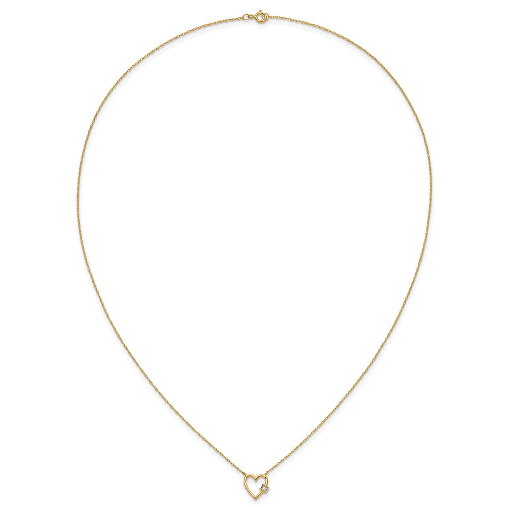10K Polished CZ Heart 20 inch Necklace