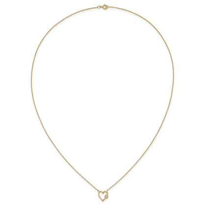 10K Polished CZ Heart 20 inch Necklace