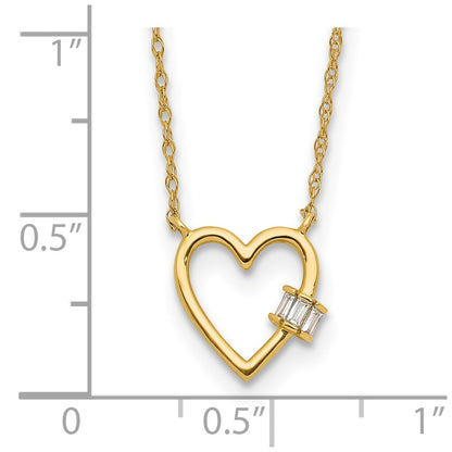 10K Polished CZ Heart 20 inch Necklace