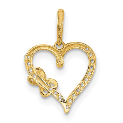 10K Polished CZ Infinity on Heart Charm