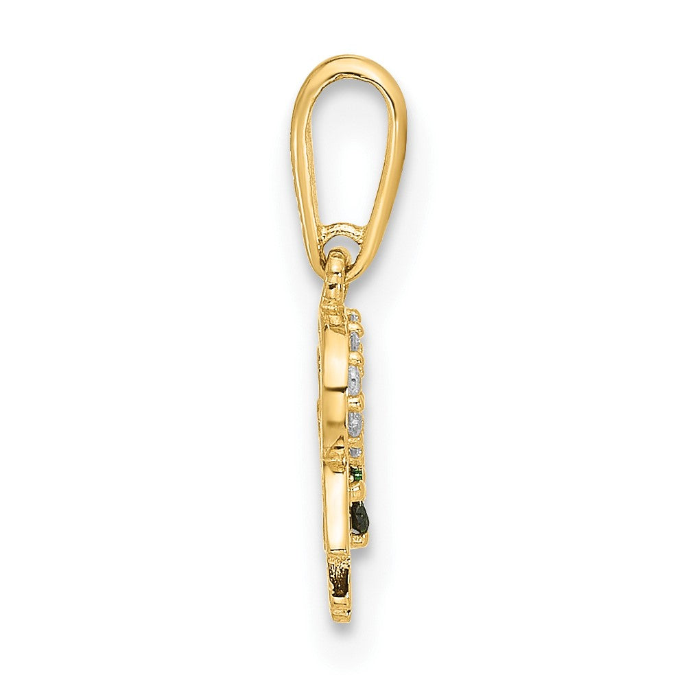 10K Polished Clover / CZ Horseshoe / Hamsa Good Luck Pendant