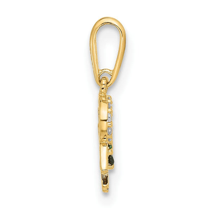 10K Polished Clover / CZ Horseshoe / Hamsa Good Luck Pendant