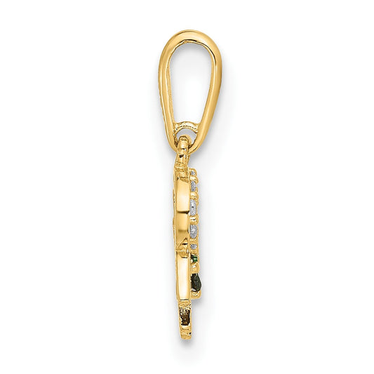 10K Polished Clover / CZ Horseshoe / Hamsa Good Luck Pendant