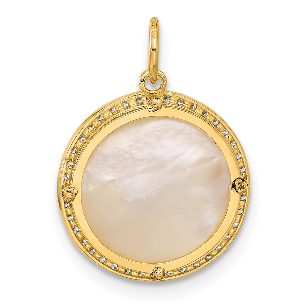10K Polished CZ and Mother of Pearl Sun / Moon / Stars Charm