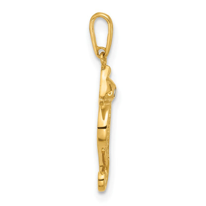 10K Polished CZ Seahorse Charm