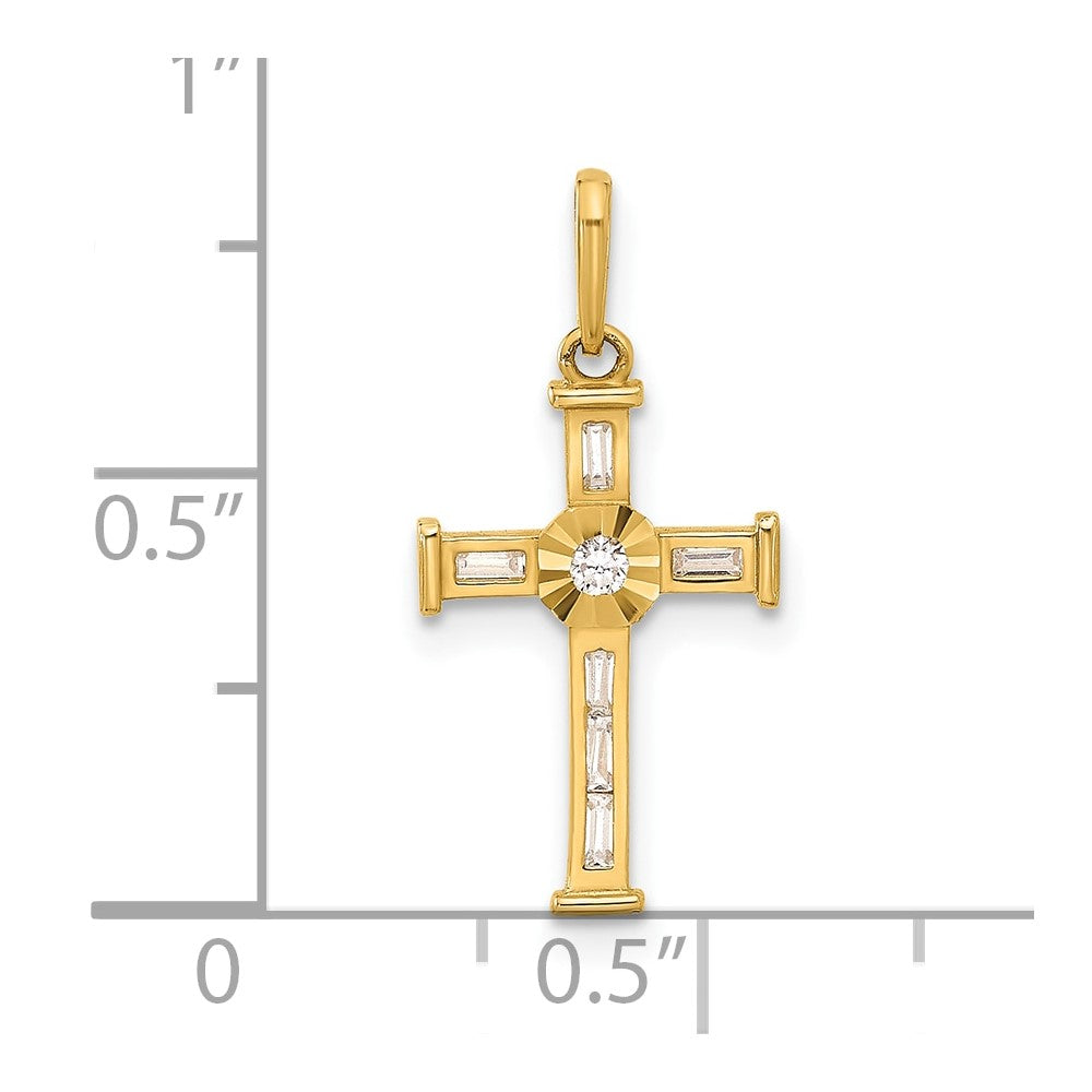 10K Polished CZ Cross Charm