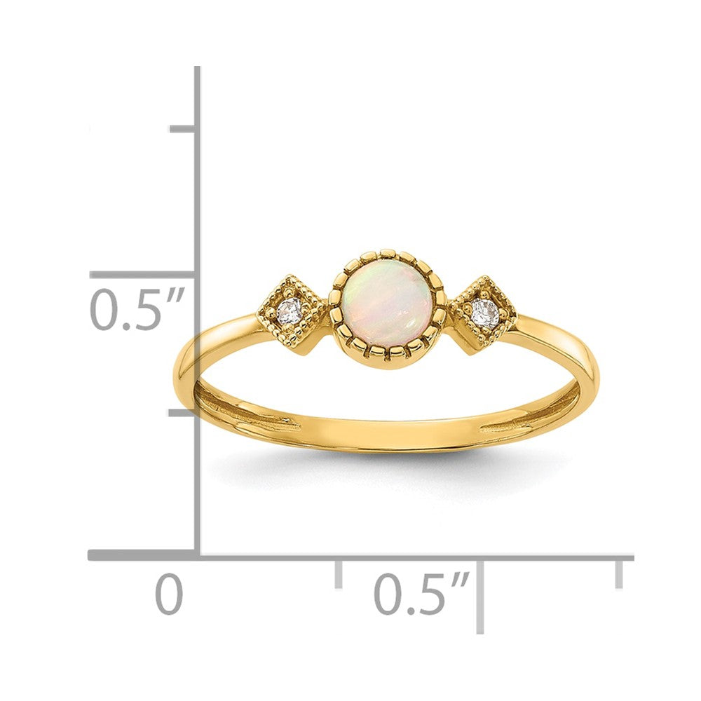 10K Polished CZ and Created Opal Ring