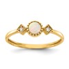 10K Polished Clear CZ and Lab Created Opal Ring