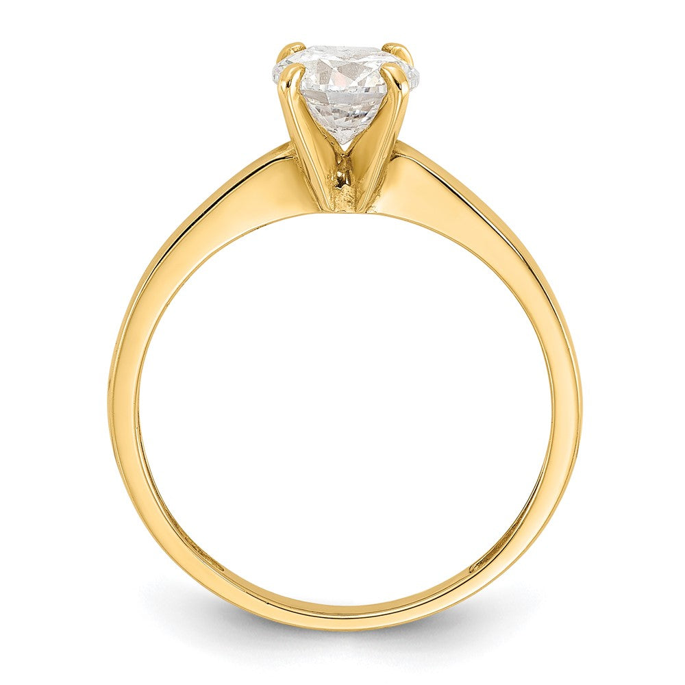 10K Polished 6.5mm Round Clear CZ Solitaire Ring