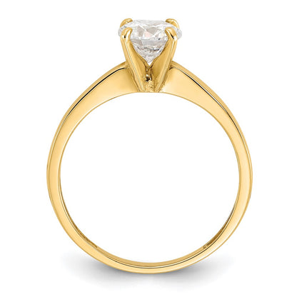 10K Polished 6.5mm Round Clear CZ Solitaire Ring