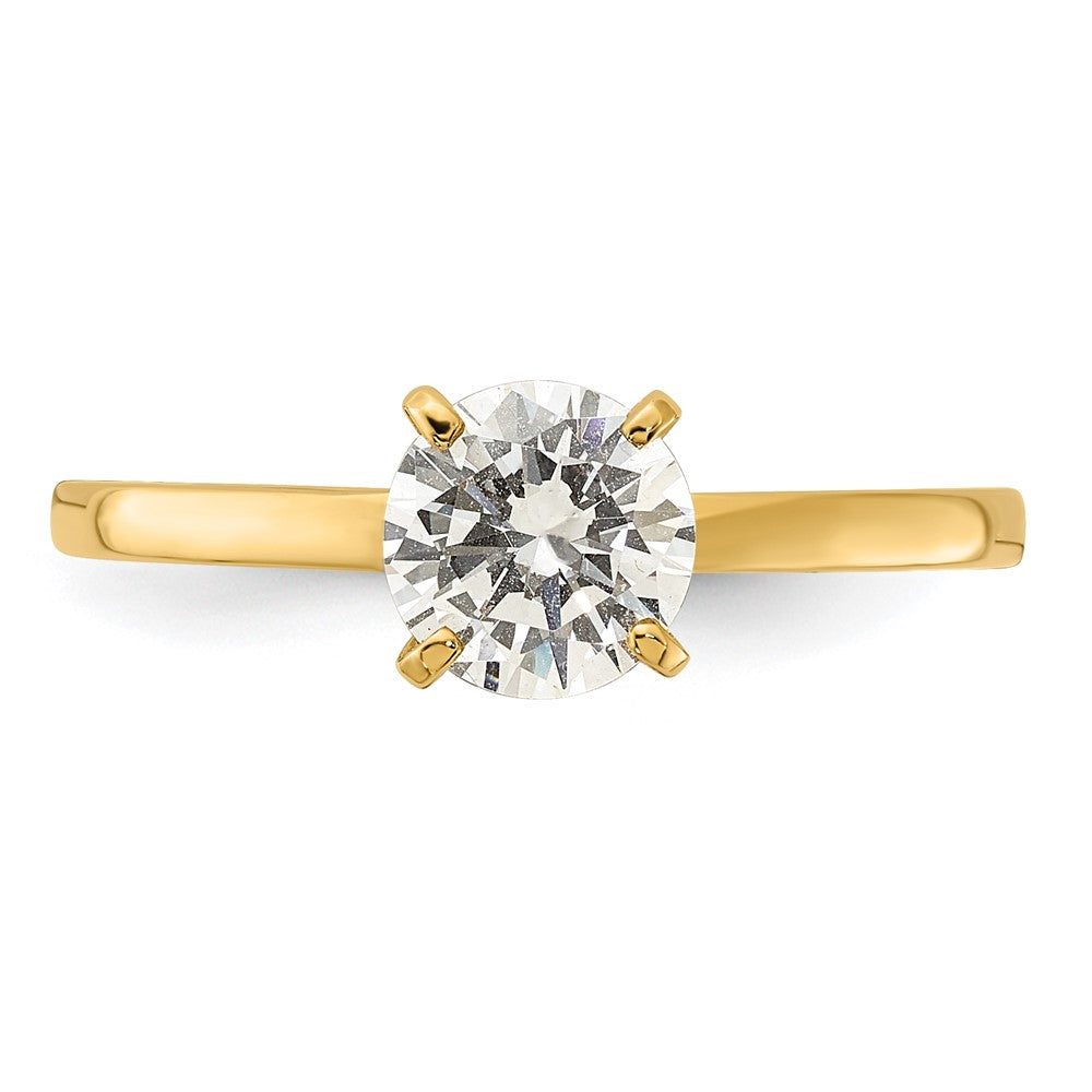 10K Polished 6.5mm Round Clear CZ Solitaire Ring