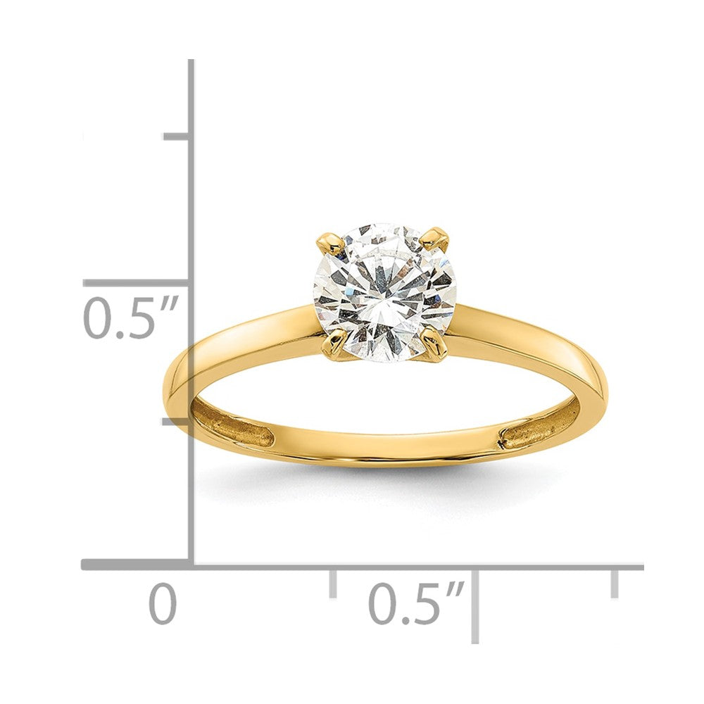 10K Polished 6.5mm Round Clear CZ Solitaire Ring