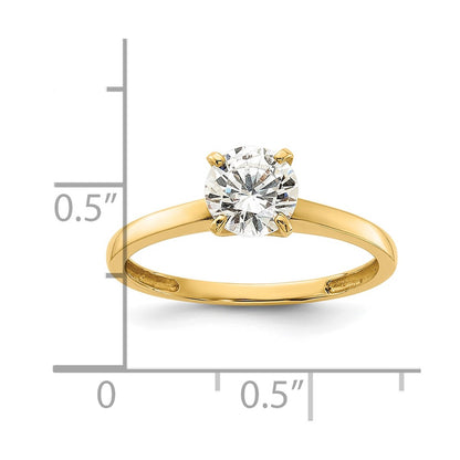10K Polished 6.5mm Round Clear CZ Solitaire Ring