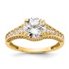 10K Polished 8mm Clear CZ Center and Side Stones Ring