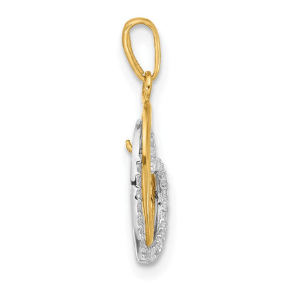 10K Two-tone Polished CZ Two-Hearts Charm