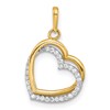 10K Two-tone Polished CZ Two-Hearts Charm