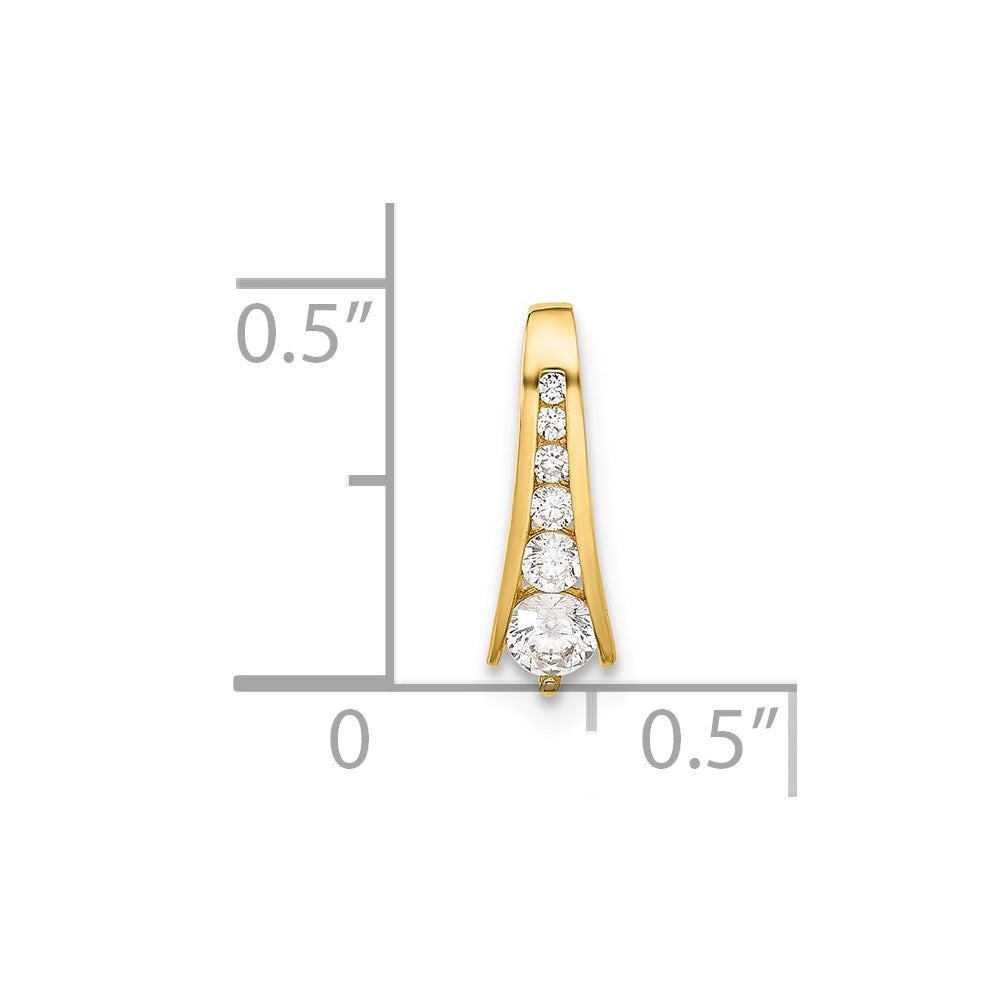 10K Polished Graduated CZ 6-Stone Fancy Chain Slide