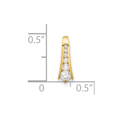 10K Polished Graduated CZ 6-Stone Fancy Chain Slide