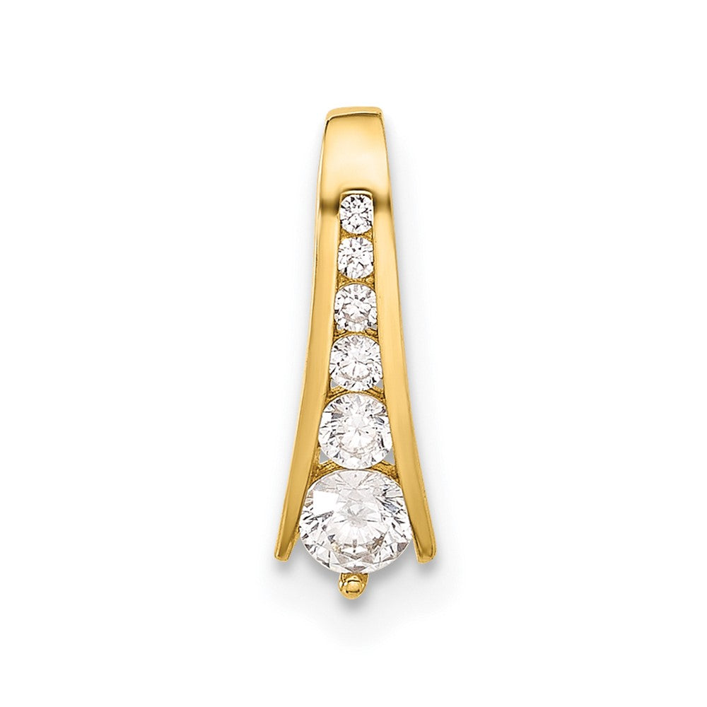10K Polished Graduated CZ 6-Stone Fancy Chain Slide