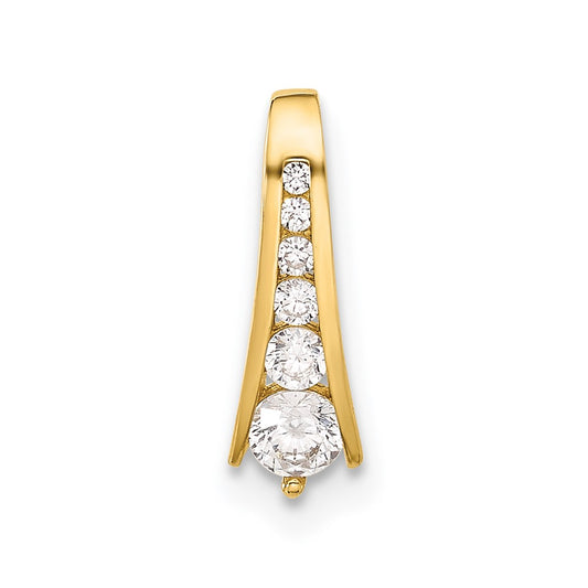 10K Polished Graduated CZ 6-Stone Fancy Chain Slide