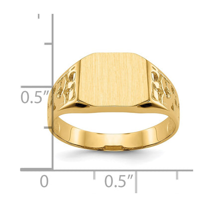 10k 9.0x10.5mm Octagon Nugget Open Back Mens Signet Ring