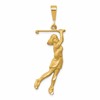 10K Satin Diamond-cut Female Golfer Charm