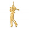 10K Satin Diamond-cut Male Golfer Charm